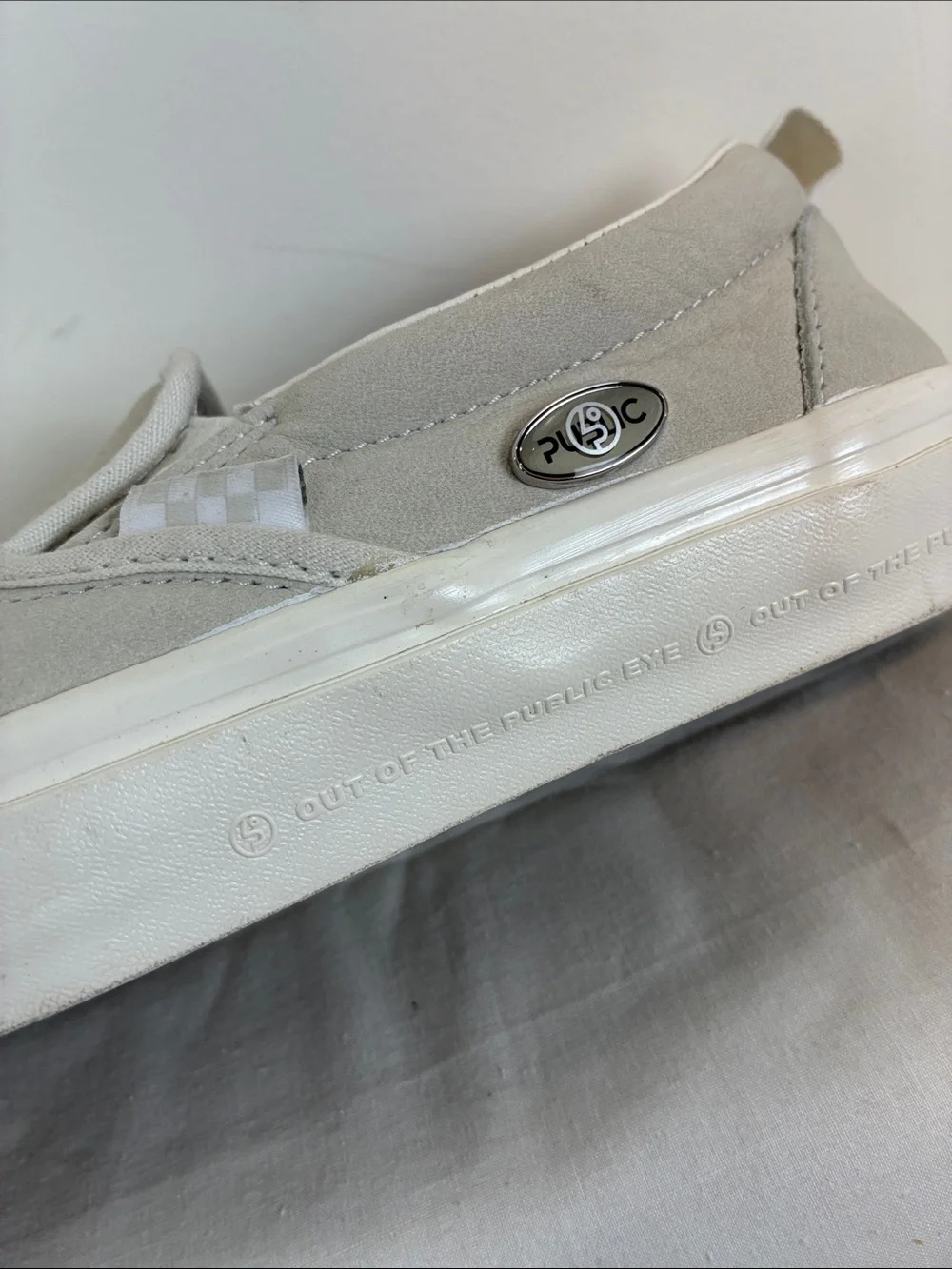 Vans x Public Men's 5.5 Slip-On Suede Sneakers Light Gray Skate